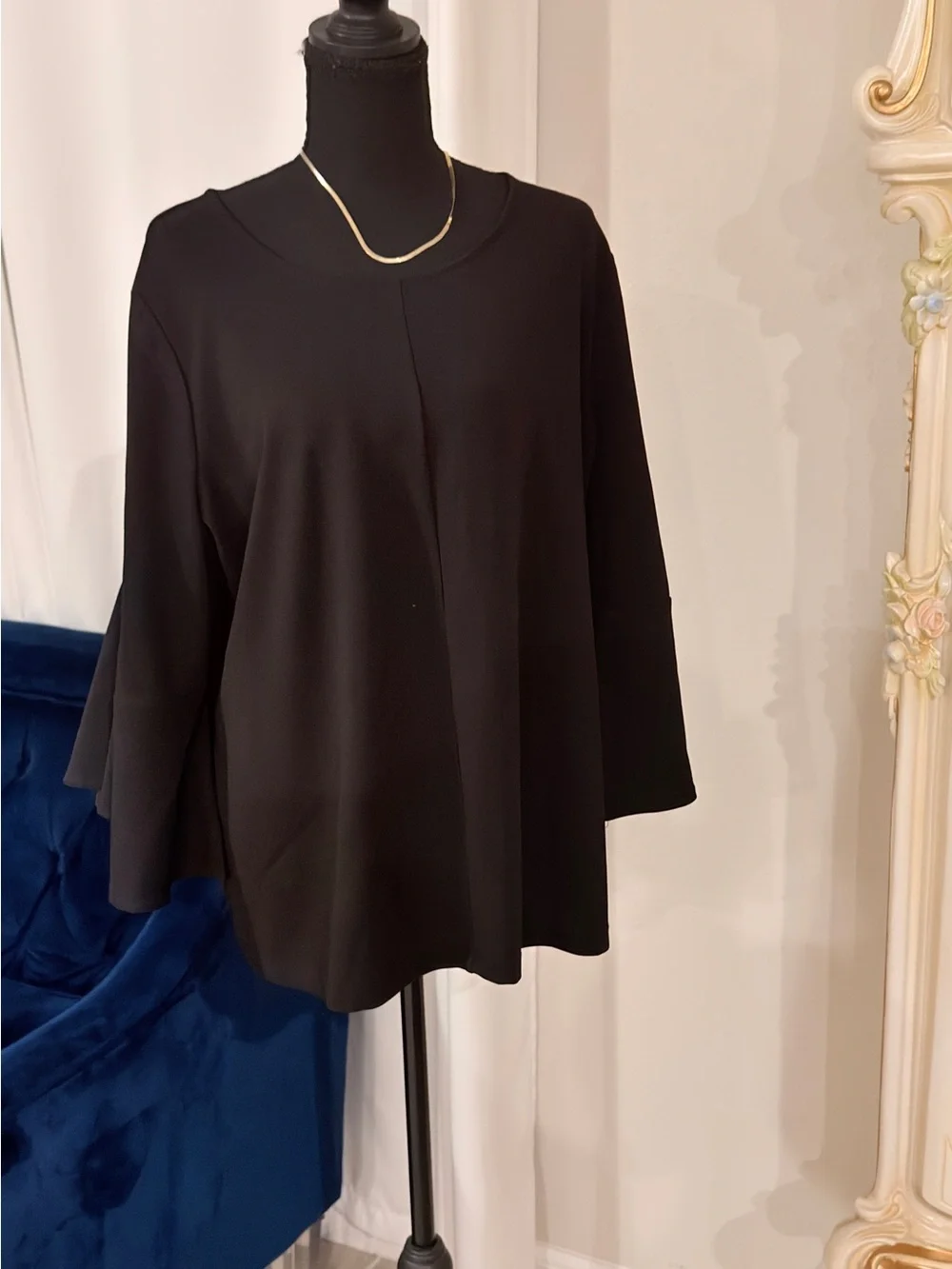 Worthington Black Flared Sleeve Top